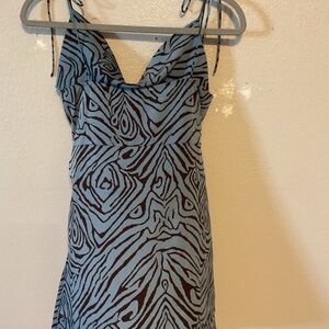 Stylish Blue and Brown Mini Dress